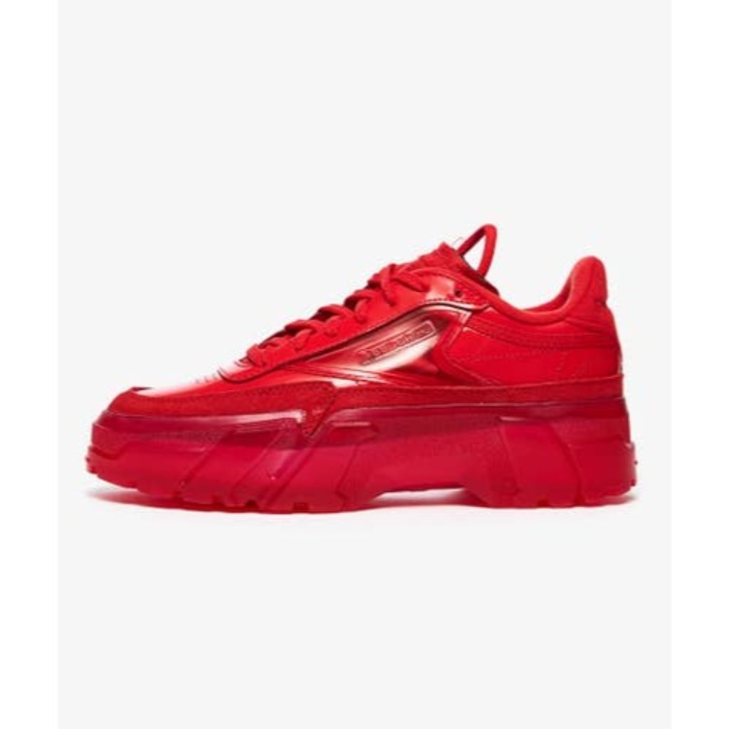 Reebok Club C X Cardi B Red Athletic Sneakers Size 8 Us Euc Lace Up 7268 Fz4932